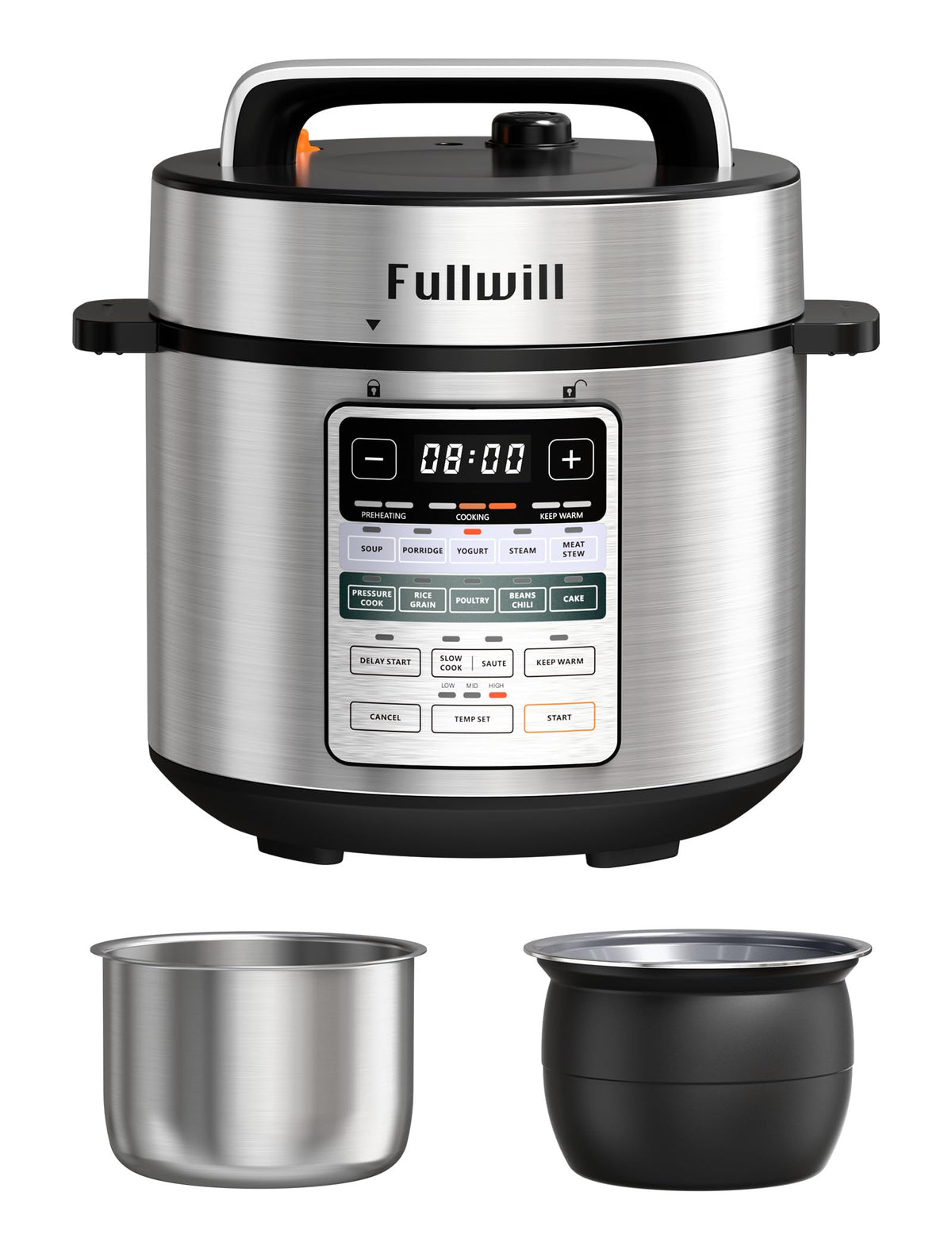 Fullwill Dual-Pot​ Electric Pressure Cooker,12-in-1 Multi Cooker with 6QT Stainless Steel & 5QT Ceramic Pot,Olla de Presion for Pressure,Rice,Meat Stew,Yogurt Maker