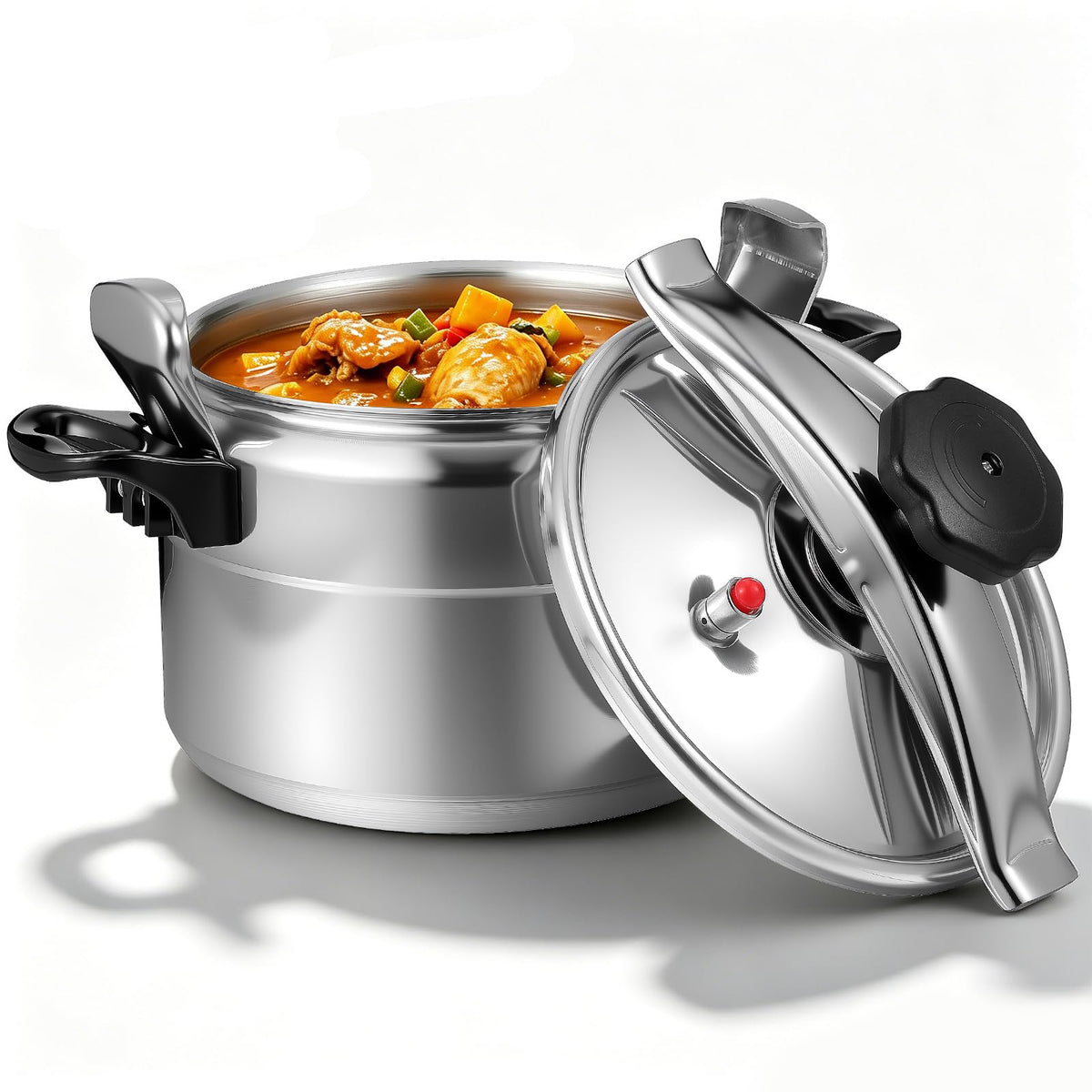 Luxshiny Stainless Steel Pressure Cooker Gas Stove Top Pressure Canner 7.4Quart/7L Safety Aluminum Canning Pot Household Cooker Pot Silver