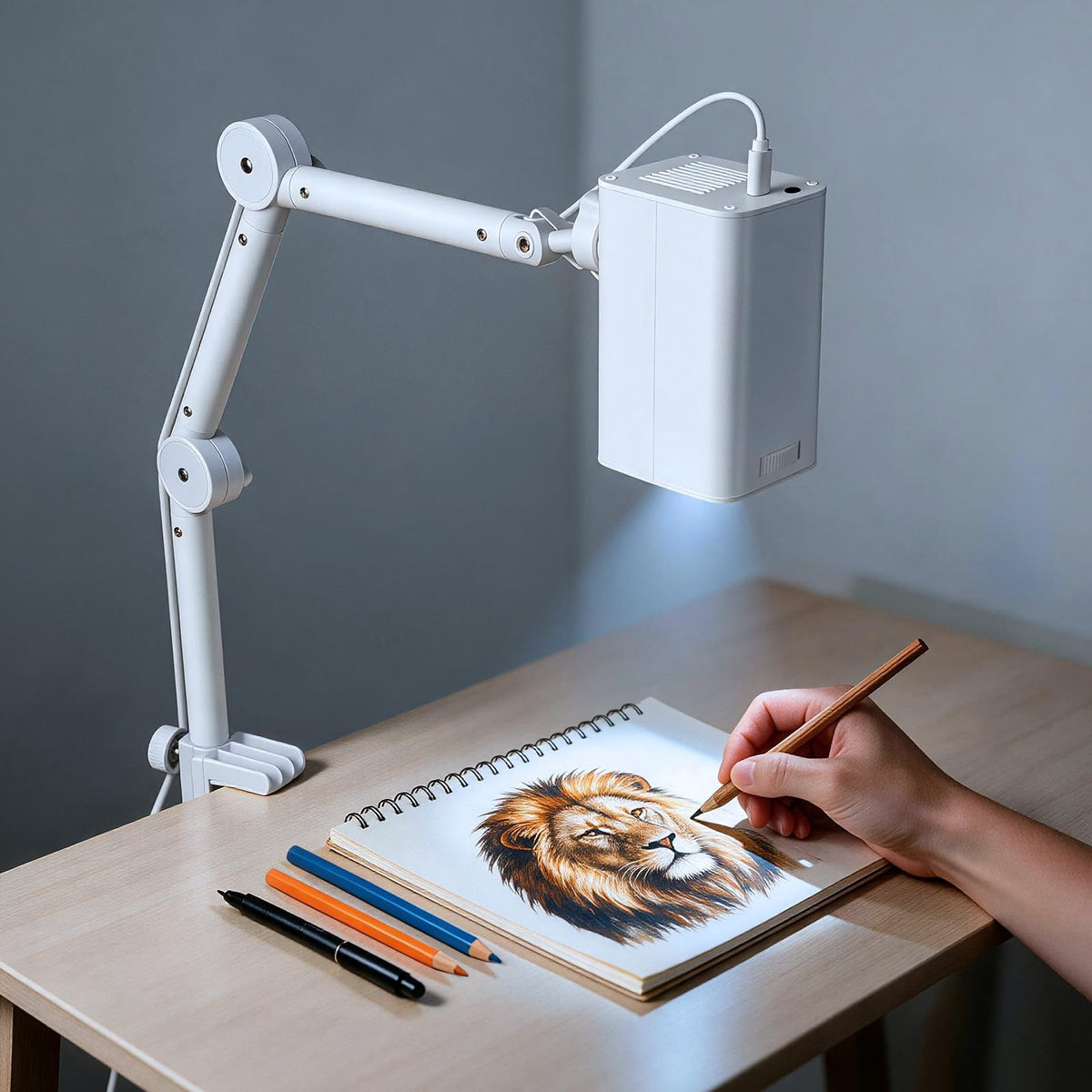 Art Projector for Tracing and Drawing, White, No App Need, Dual-Band 2.4G/5G WiFi, 1080P HD, Sketching for Artists/Beginners, Project Images on Canvas/Wall/Desk/Cake