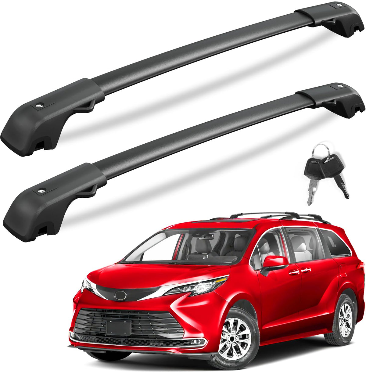KINGGERI 300Lbs Roof Rack Cross Bars for Toyota Sienna 2021-2026 Lockable Anti-Theft Aluminum Roof Rails Crossbars Rooftop Cargo Basket Carrier Bag Luggage Rails