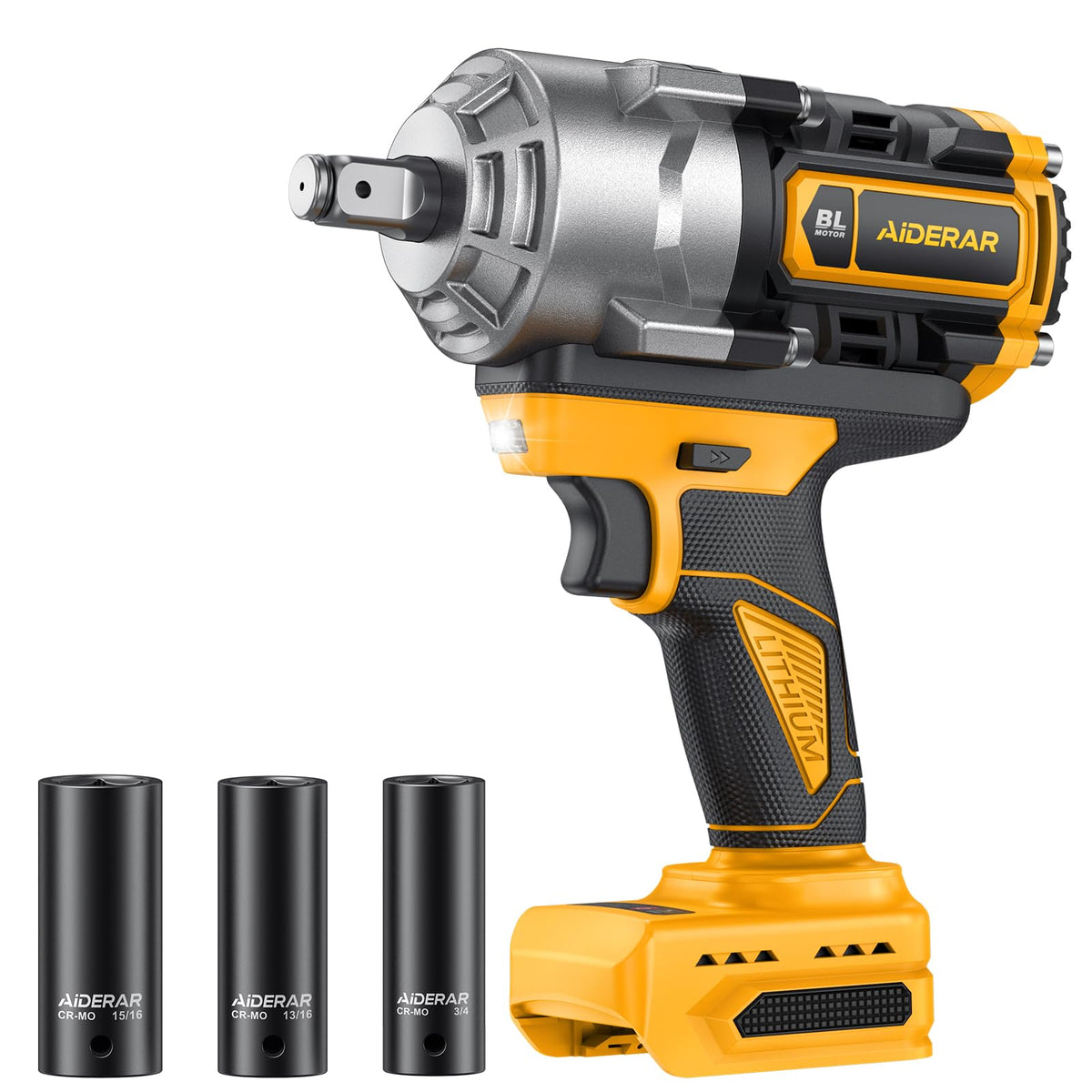 Impact Wrench for DeWalt Battery 1328Ft-Lbs (1800N.m) Impact Driver 1/2" Impact Gun 3-Speed High Torque Power Tool for Tire Removal, Rusted Bolts, Heavy Equipment(No Battery)