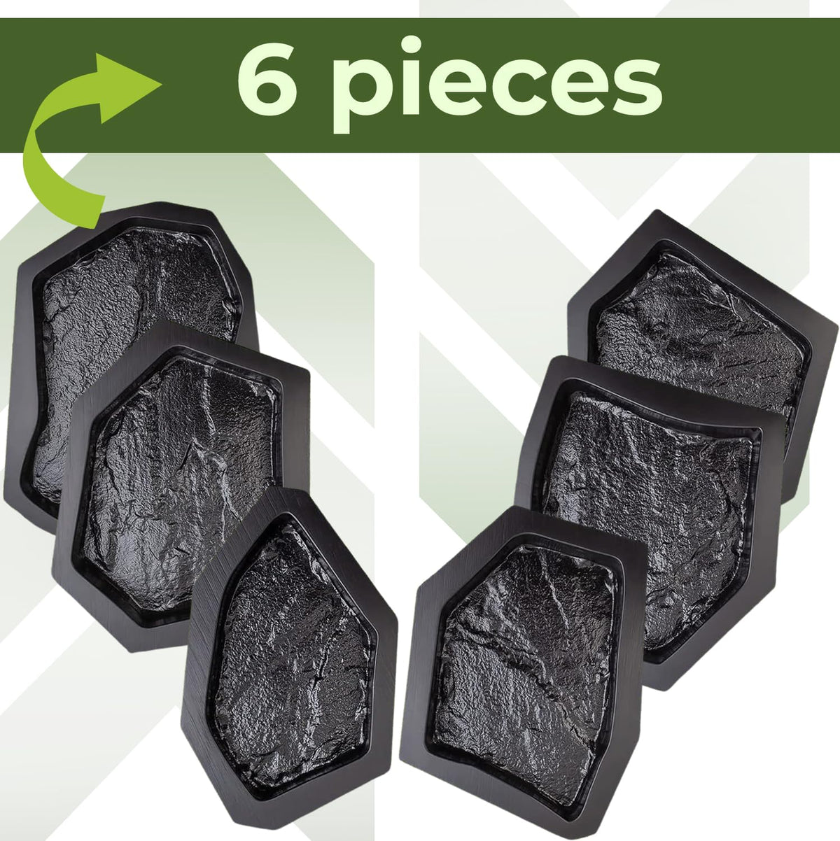 6 pcs Flagstone Molds ABS 2mm Cement Mold - Paver Mold Reusable - Casting Pathmaker Garden Pathmate Pavement Precast Concrete Molds and Forms Walkway