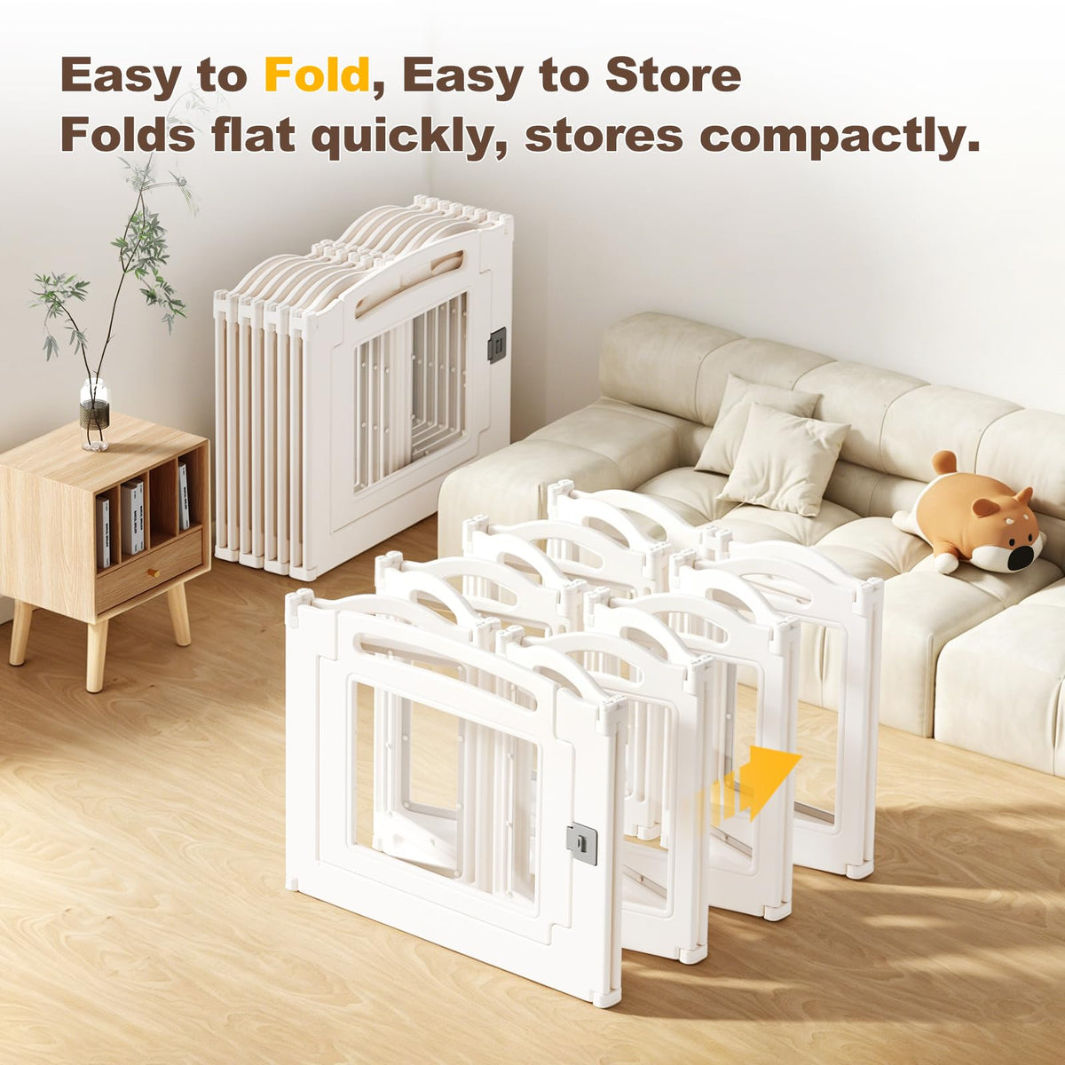 Foldable Clear Acrylic Dog Playpen with Door, 23.6" Acrylic Puppy Playpen, Easy Assemble Indoor Pet Fence with White Frame, Clear Dog Playpen for Puppies & Animal (White, 23.6‘H, 12 Panels + 1 Door)