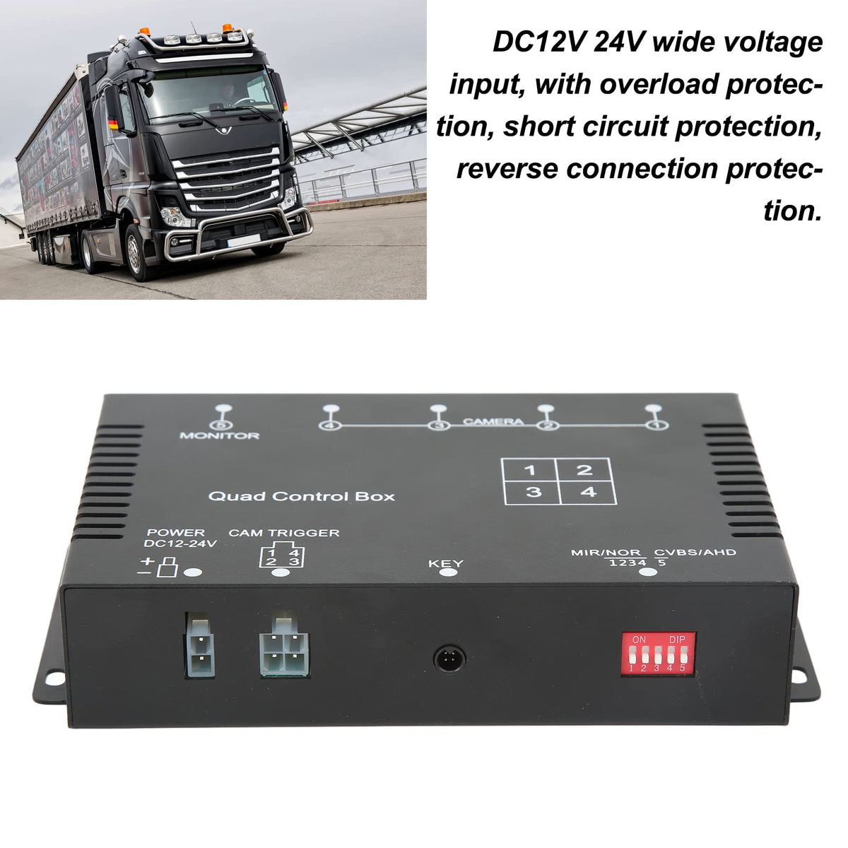 4 Channel Video Splitter, 1080P AHD 4 Cameras Video Control Car Cameras Image Switch Combiner Box, Video Quad Splitter Multiplexer Processor Switcher for Buses Tank Trucks CCTV