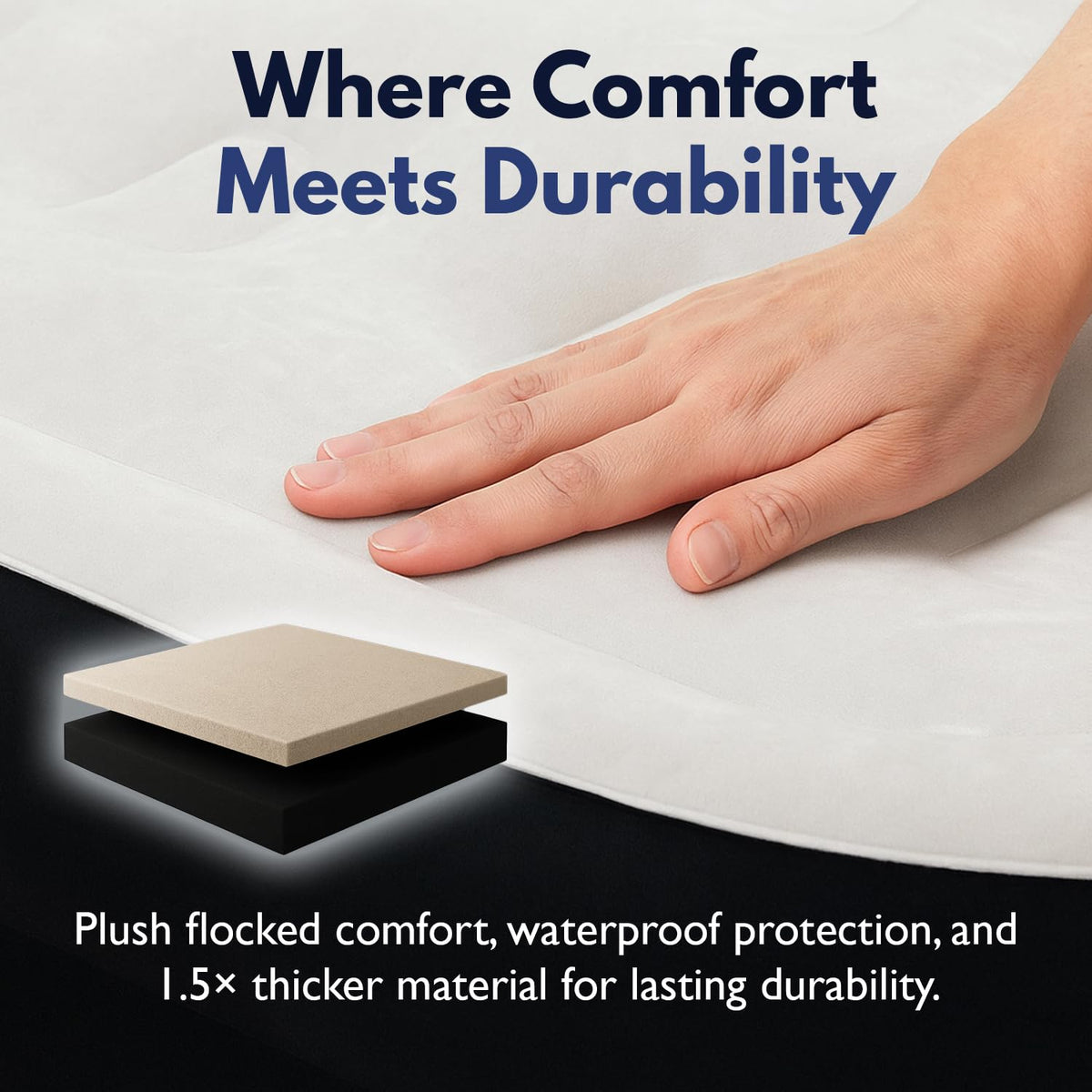 King Koil Air Mattress Queen with Built-in Pump, 20” Raised Airbed Luxury blow up mattress for guests & home • Inflates in 2 minutes • 650 lb capacity • Patented high-speed pump