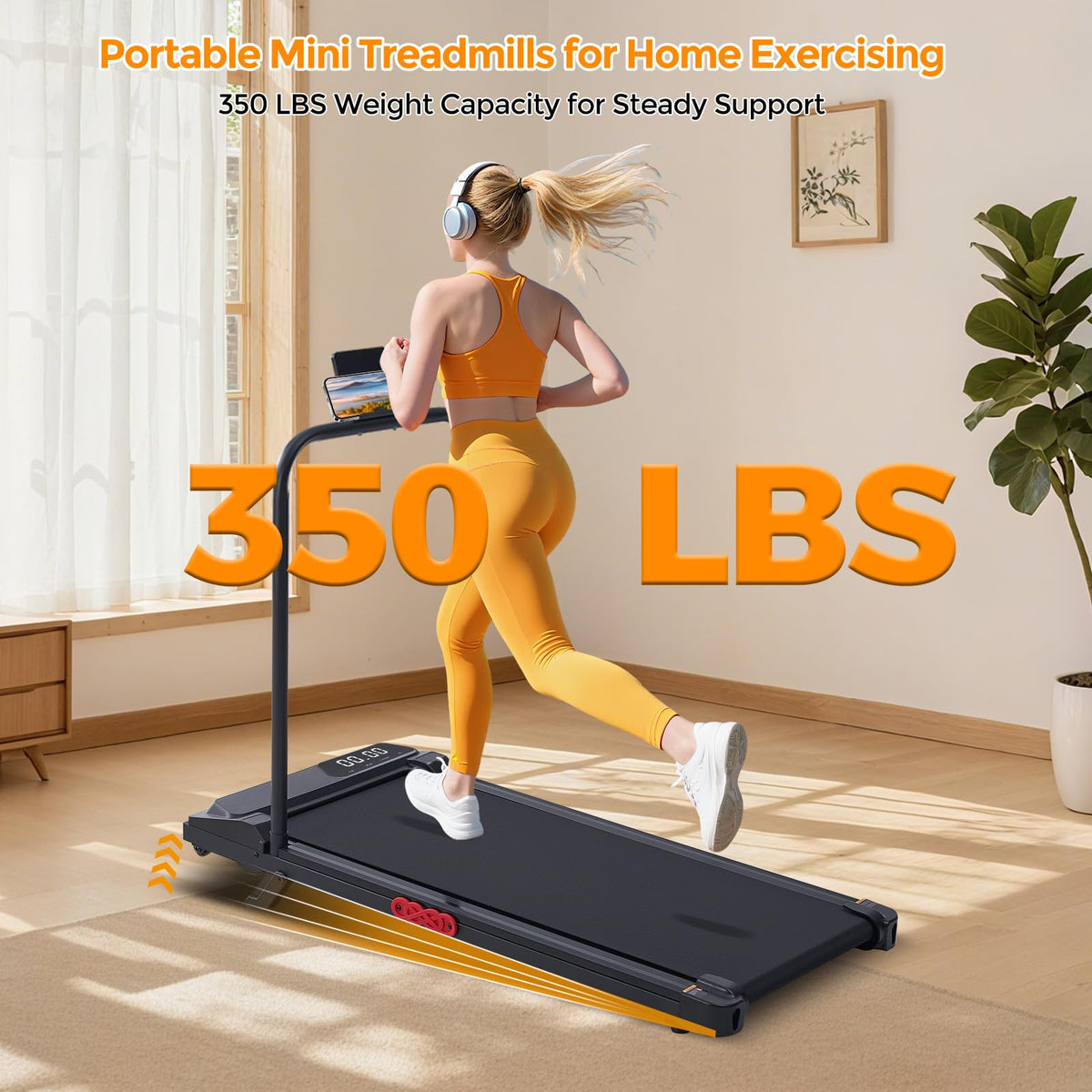 KASSADIN Walking Pad with Handle Bar, 2026 Upgrade Portable Small Treadmill with Handles for Home Small, 3.0HP Under Desk Walking Pad Treadmill with Incline, 0.6-7.6MPH, 350LBS