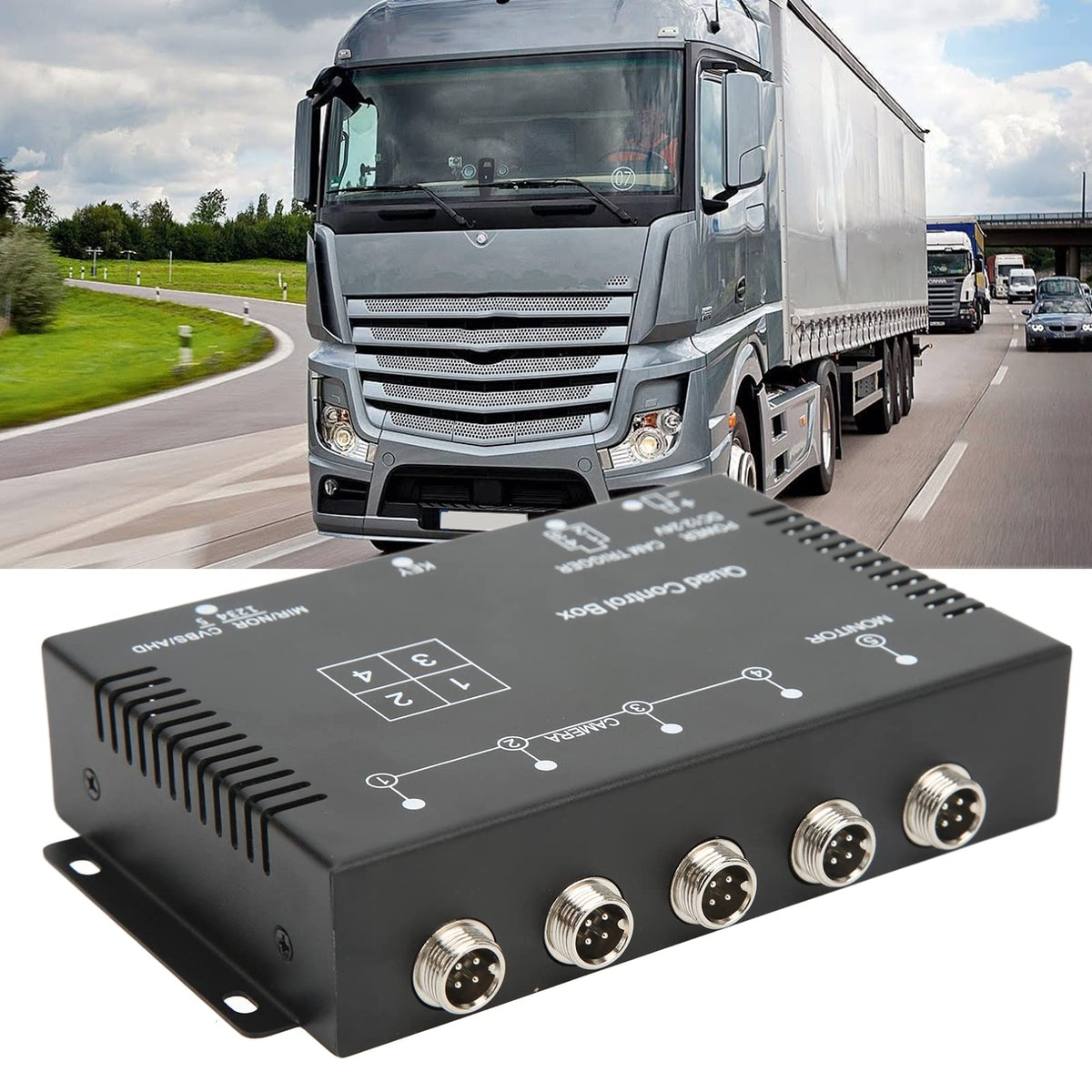 4 Channel Video Splitter, 1080P AHD 4 Cameras Video Control Car Cameras Image Switch Combiner Box, Video Quad Splitter Multiplexer Processor Switcher for Buses Tank Trucks CCTV
