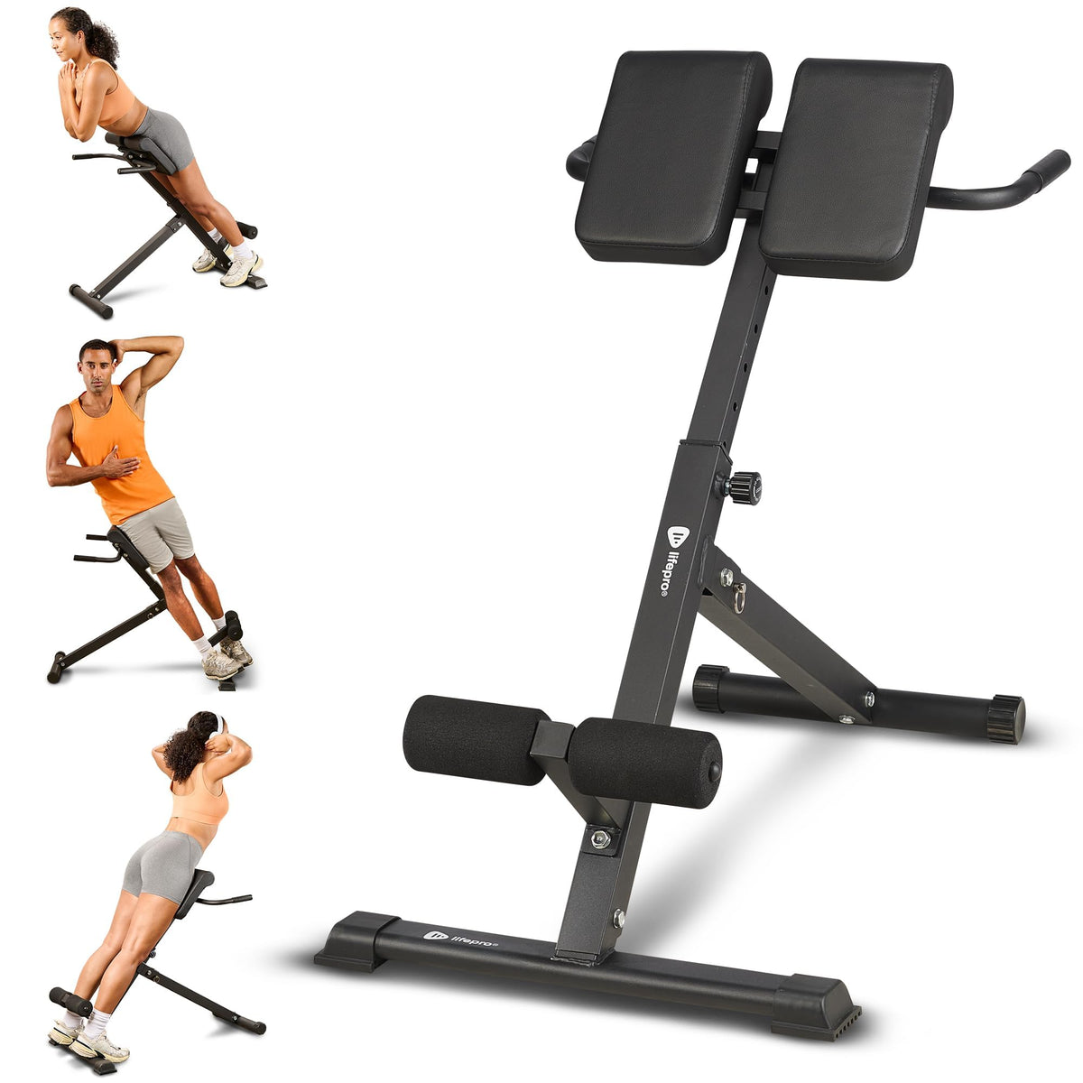 Lifepro SculptTrainer Roman Chair – 20+ Exercises, Foldable, 330 lb Cap Hyperextension, hip thrusts, sit-ups & back extensions, 10 height positions, padded seat + dual rollers, alloy steel