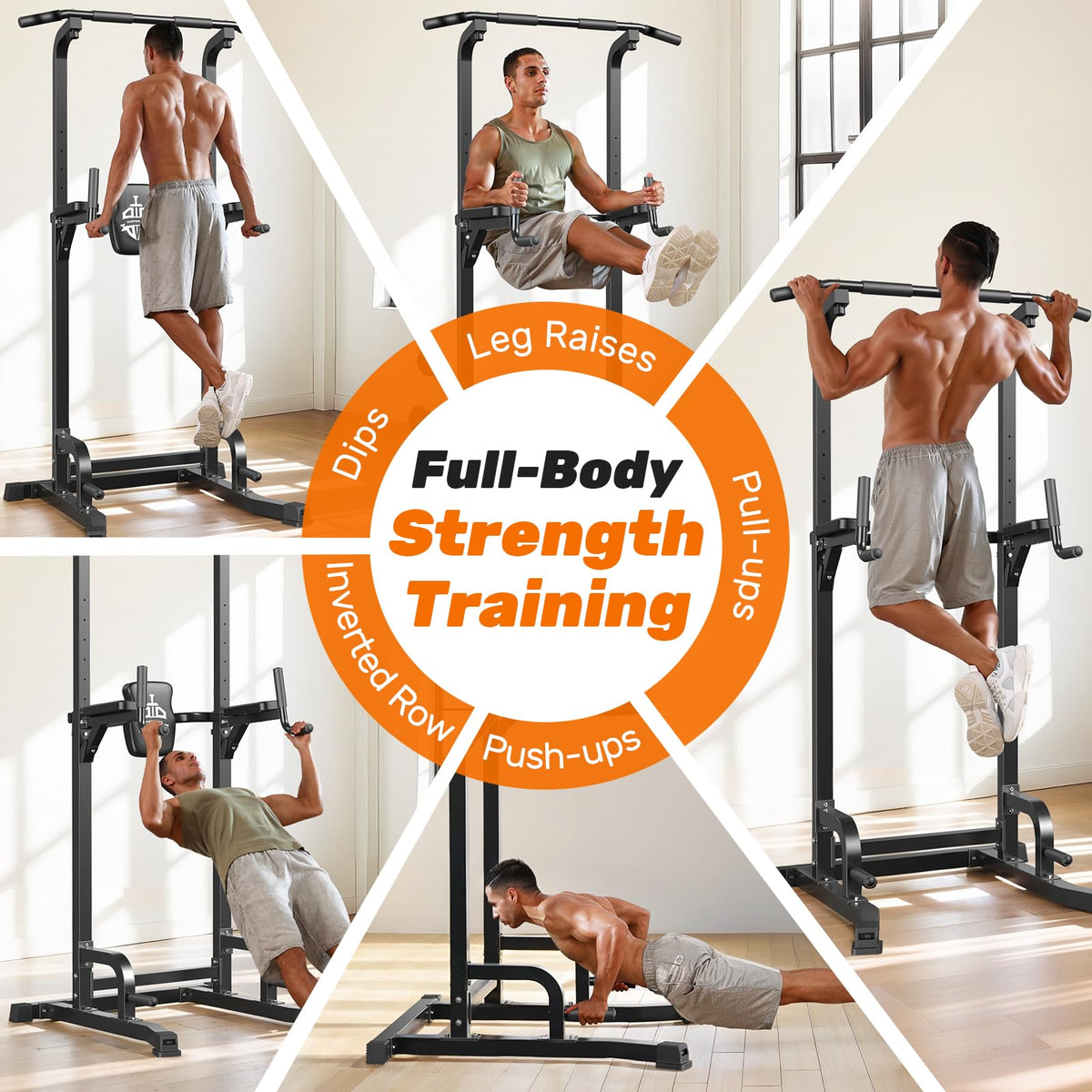 SPORTSROYALS Free Standing Pull Up Bar, Power Tower for Home Gym Training Sturdy Free Standing Workout Station for Pull-Ups, Dips, Leg Raises and Full-Body Home Gym Strength Training