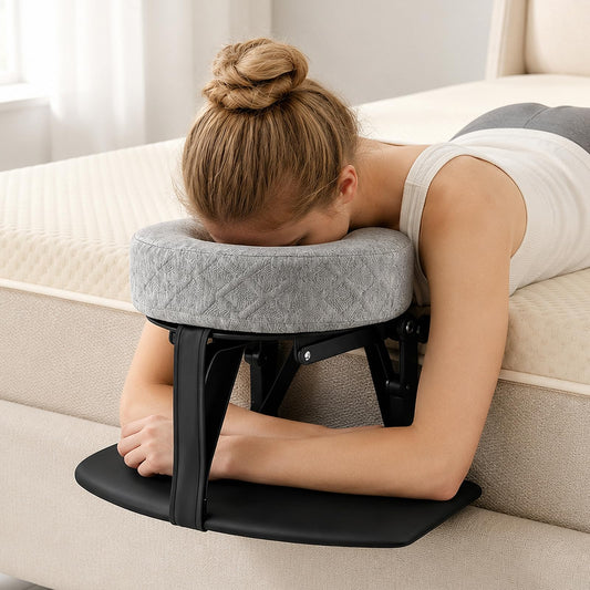 Massage Headrest for Bed with Arm Rest & Face Pillow, Adjustable Height Massage Face Cradle Head Holder, Face Down Pillow After Eye Surgery Recovery, Portable Home Massage Kit for Mattress