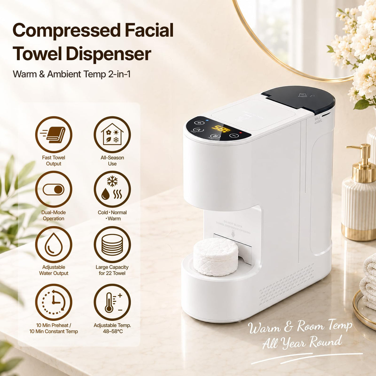 Towel Warmer for Bathroom & Spa,BEQOOL Hot Face Towel Dispenser Machine 5-Second Fast Heating Portable Mini Towel Heater for Esthetician, Facial Care, Home & Travel