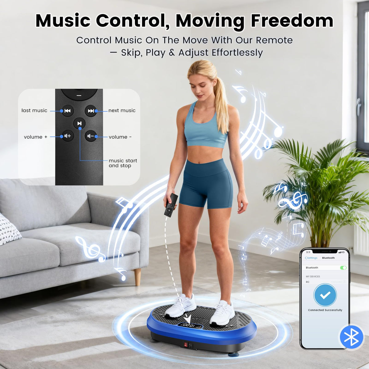 HVX Vibration Plate Exercise Machine 450 lbs Capacity Lymphatic Drainage Vibrating Fitness Platform Full Body Shaker Workout Equipment Vibration Platform Machine Shaping Vibrate Board for Home Sport