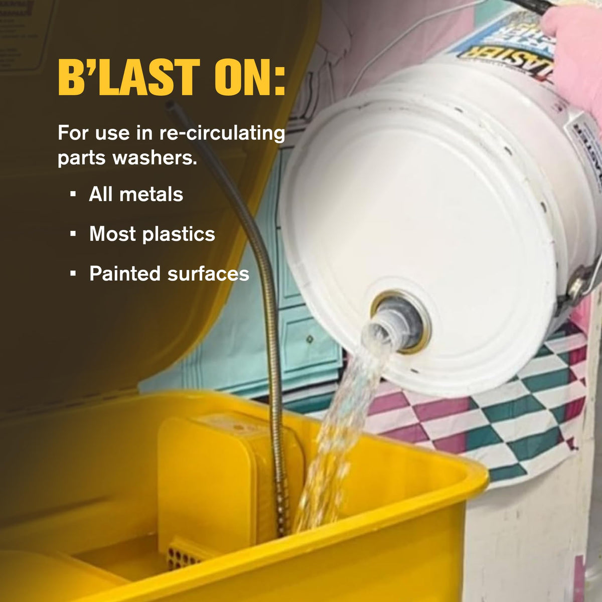 B’laster Parts Washer – Parts Cleaner Solvent – High Flashpoint Formula Cleans Oil, Grease & Grime, No Residue, Works on Metals, Most Plastics & Painted Surfaces – 5‑Gallon