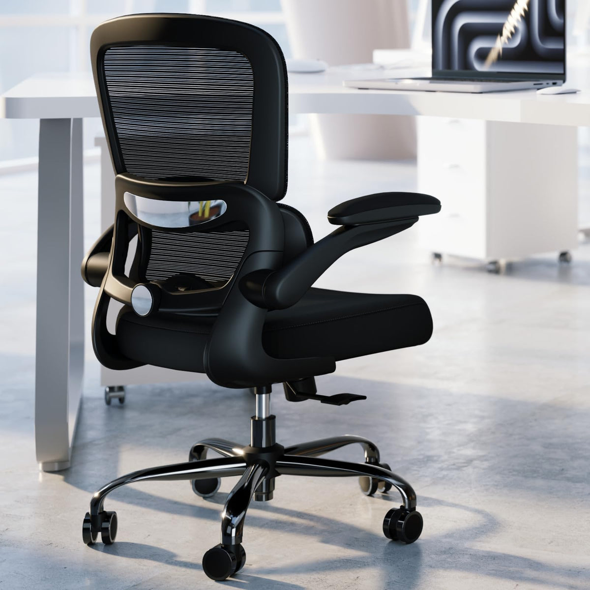 TRALT Office Chair - Ergonomic Desk Chair with Adjustable Lumbar Support, Mesh Computer Chair, Executive Chairs for Home Office Comfortable Lumbar Support (Black)