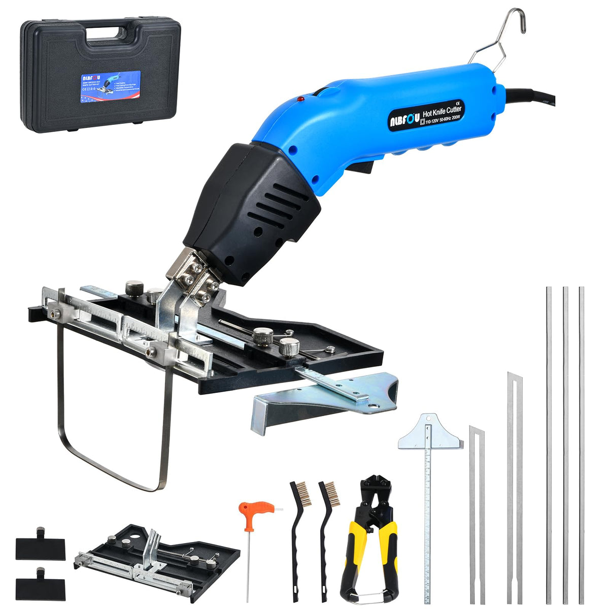 NLBFOU Electric Hot Knife Foam Cutter Tool Kit Air Cooled Grooving/Sculpting/Cutting (5 Blades) 200W 110-120V Pro Slotter for Styrofoam, XPS, EPP, EPS, EVA, EPE, KT Board, Sponge