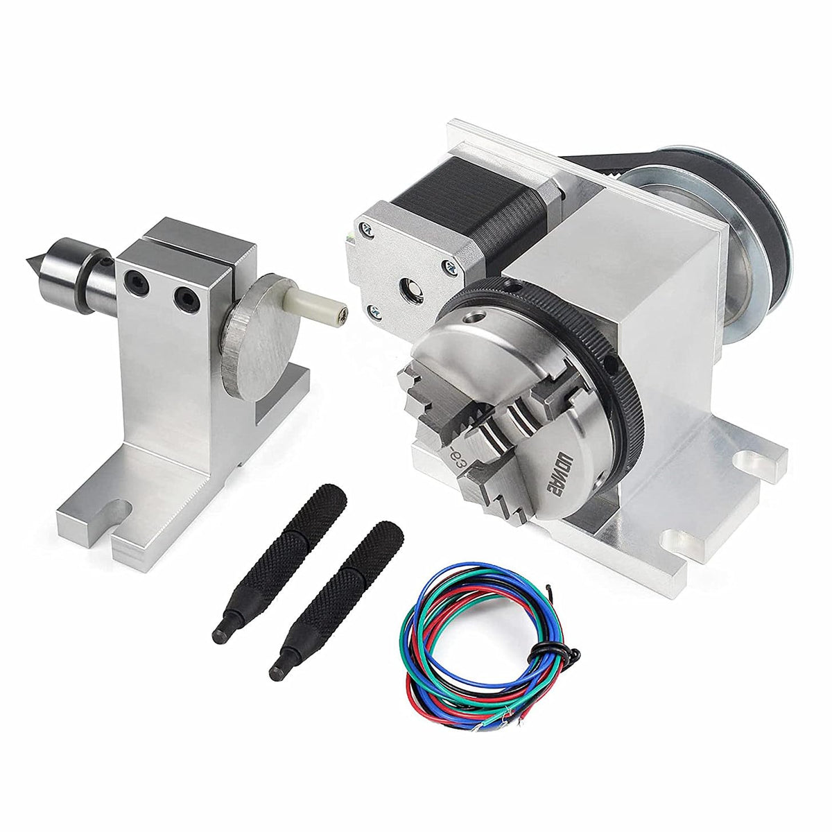 CNCTOPBAOS CNC Machine 4th Axis Rotary Table 65mm 3 Jaw Chuck w/Tailstock Reduction Ratio 4:1, Rotational A Axis Dividing Head For CNC Router Milling Machine,Engraver,Lathe, Nema17 Stepper Motor 1.7A