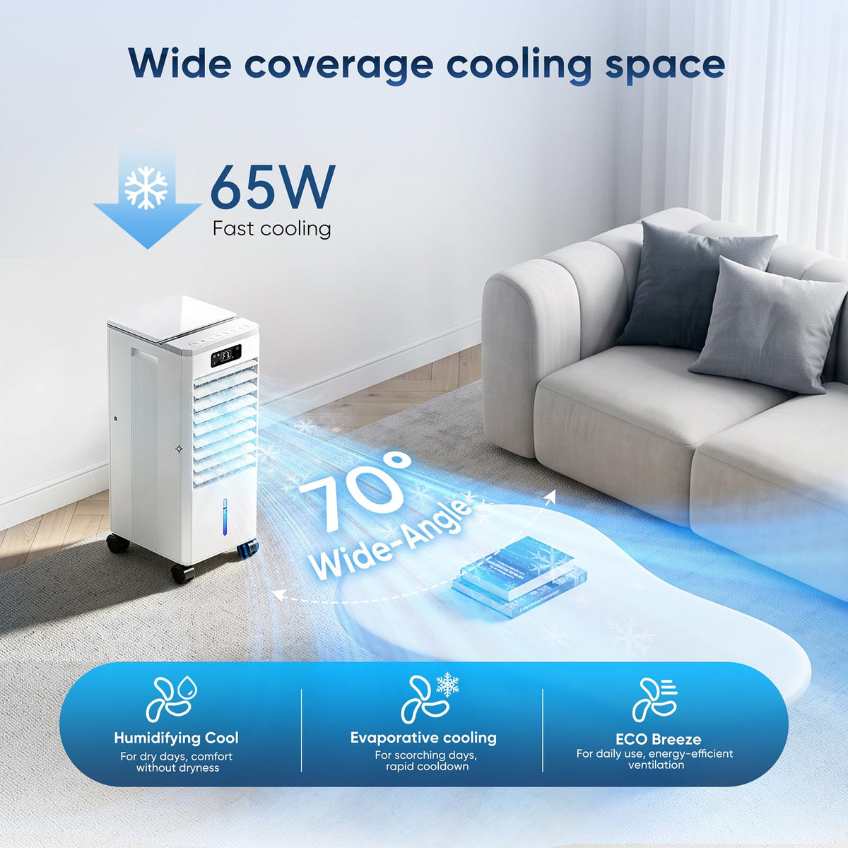 Evaporative Air Cooler, 4-IN-1 Portable Air Conditioners