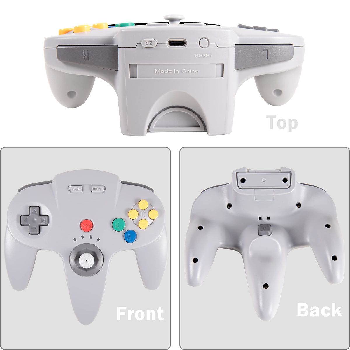 2 Pack Wireless N64 Controller for Switch 1 & 2, N64 Console, Black/Gray (Built-in Vibration) (Rechargeable) (3D Analog Stick), 2.4 GHz USB & N64 Receiver Made for Switch Online, Windows PC, macOS