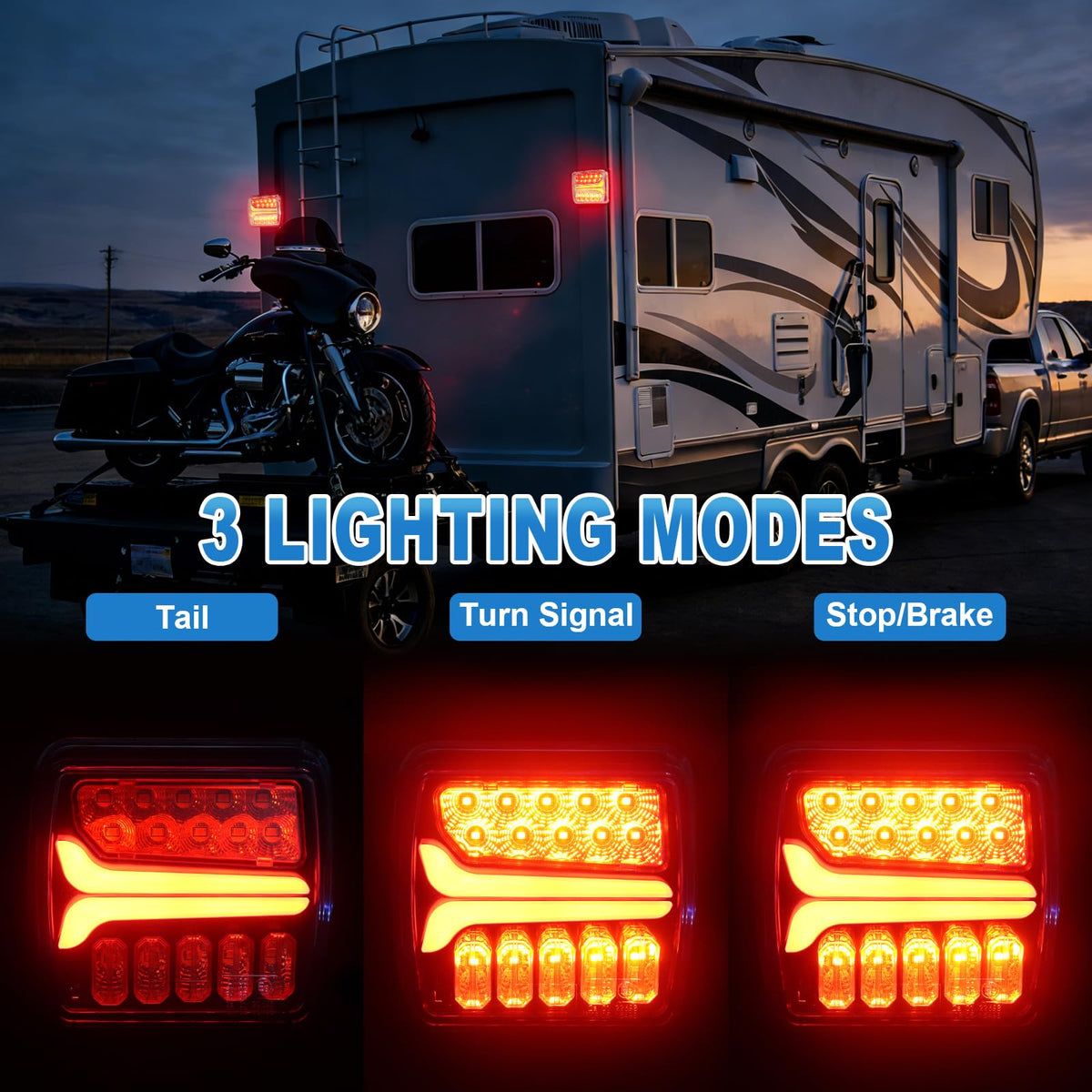 NeaLia CD033 Magnetic Wireless Trailer Lights, LED Tow Light Kit Rechargeable, IP67 Waterproof, Brake/Turn/Running Signal for Truck, RV, Camper, Boat, Caravan