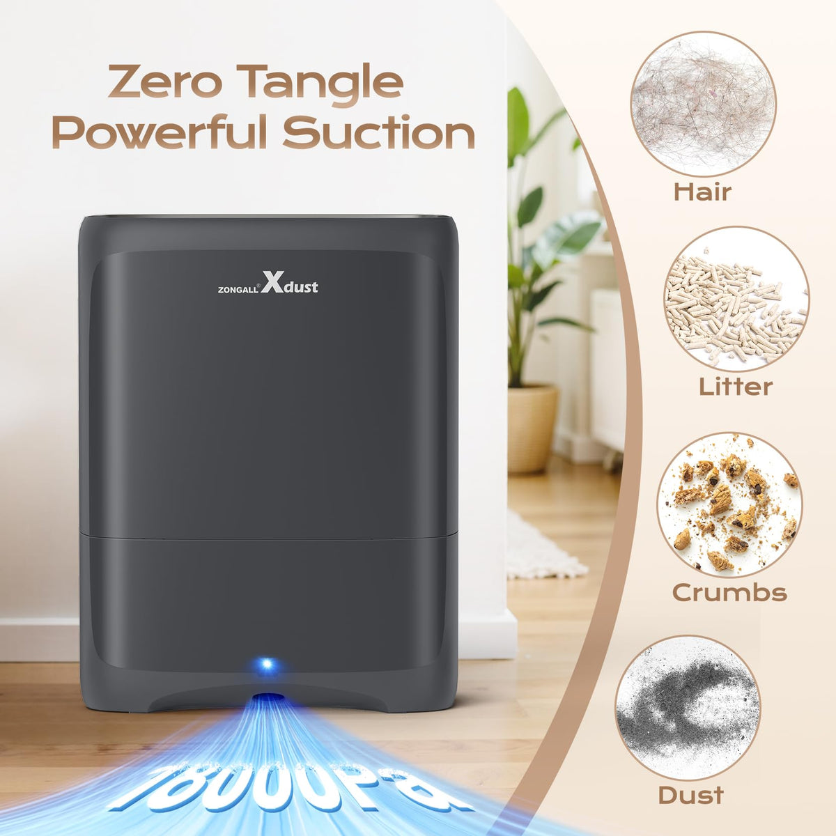 Touchless Vacuum Automatic Dustpan with Extra Filter, Hair Vacuum for Salon 6L Large Capacity, Electric Dustpan Canister Vacuum Cleaner for Pet Hair Food Dirt Home Kitchen, 18000Pa Strong Suction