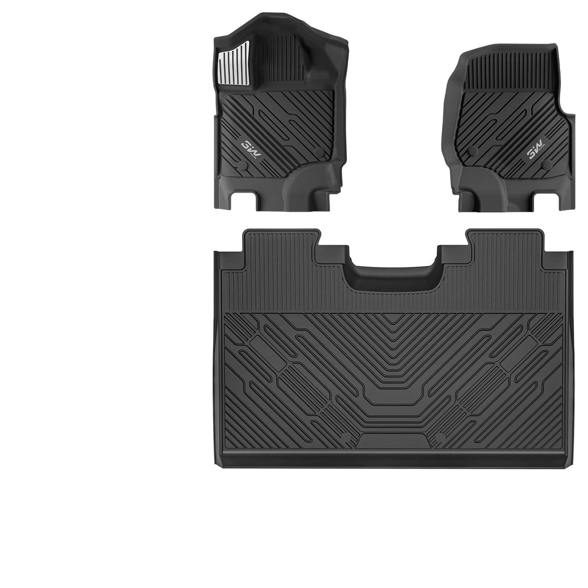 3W Floor Mats (with Metal Pedals) for Ford F-150 2015-2026 SuperCrew F150 Lightning 2022-2025 SuperCrew(w/o Fold Flat Storage), TPE All Weather Custom Fit, 3PCS | Heavy Duty, Easy Clean - Black