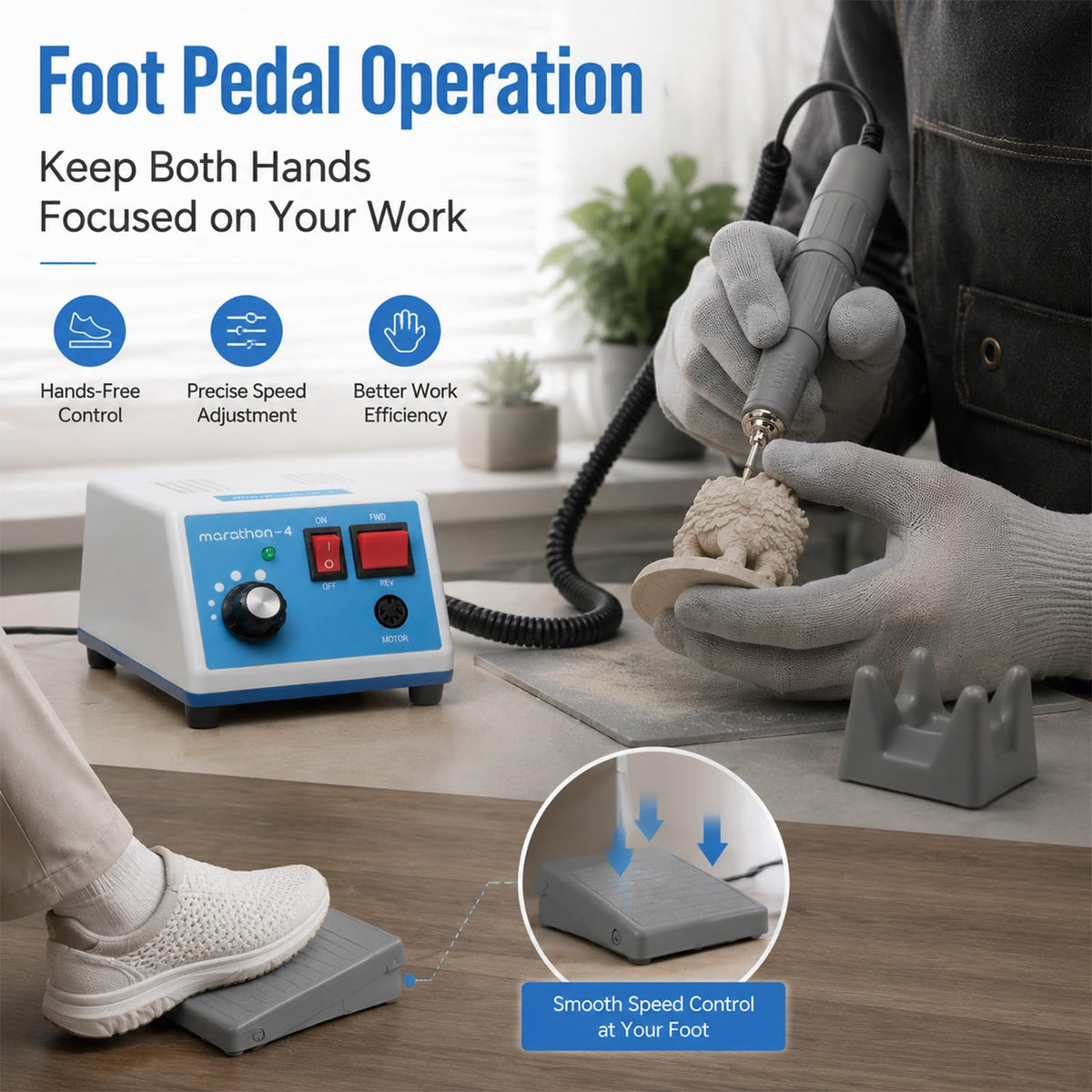 Marathon-4 Micromotor H37L1 Handpiece, 35000RPM, Foot Pedal