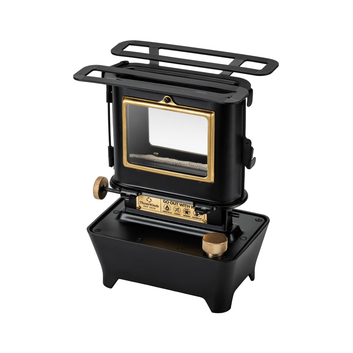 Thous Winds Camping Oil Lantern, Fuel Lamp for Outdoor Lighting Portable Stove for Cooking Warming, Black
