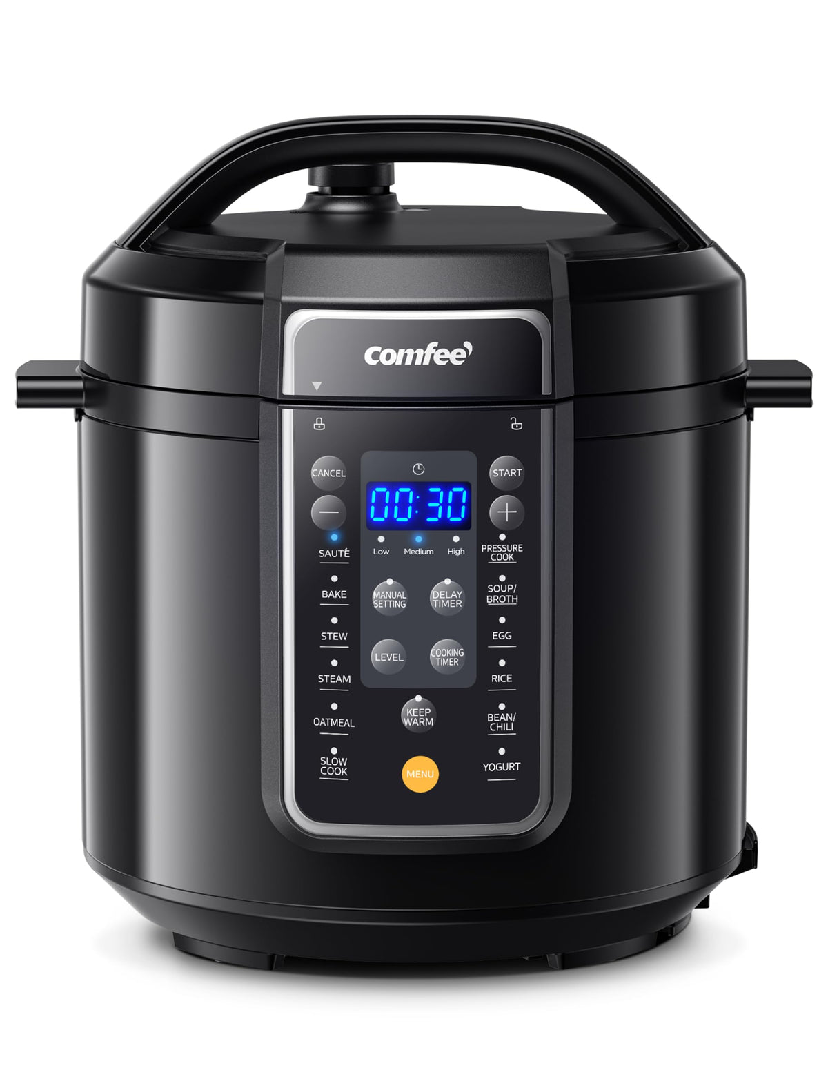 COMFEE' 12-in-1 Electric Pressure Cooker, 6 Quarts, Nonstick Pot 6QT, 12 menus, 9 cookers in one, 24H timer, Ceramic inner pot, built in safety features