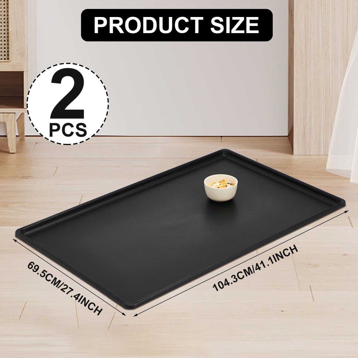 2 Pcs Dog Crate Tray 42" Replacement, Plastic Bottom Pan Dog Crate Pan for Kennel, Waterproof Easy to Clean, Leak-proof Plastic Ideal for Potty Training, Fits Wire Pet Cages, Black