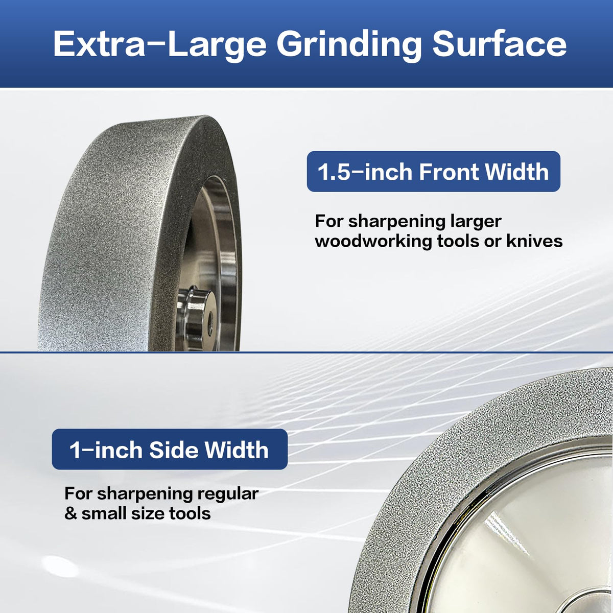 Mega Square CBN Grinding Wheel 8 inch 320 Grit,1.5 inch Wide 5/8" Arbor,Sharpening Woodturning Tool、Knife,Vibration-Free,Cooler Grinding,No Dressing Required,Less Abrasive Dust