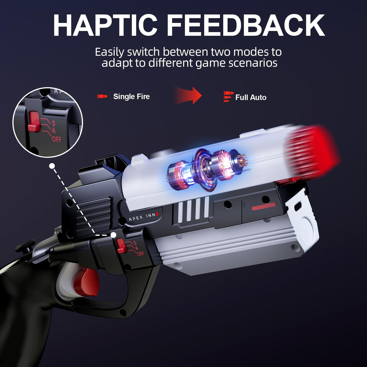 APEXINNO Controller Accessories, Haptic Gun Stock Cover Compatible with Meta Quest 3S and Meta Quest 3, Electric Controller Pistol Grips Enhance VR FPS Games Experience