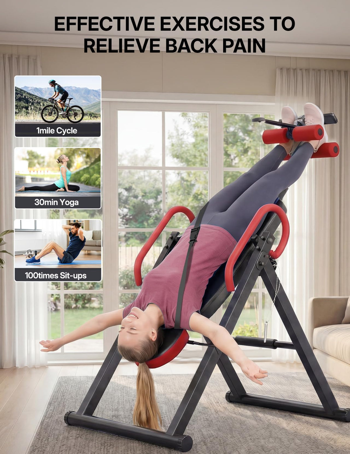 YOLEO Gravity Inversion Table for Back Pain Relief 2026 New Inversion Table w/Lumbar Support, Easy to Assemble, Back Stretcher Machine 300 lbs