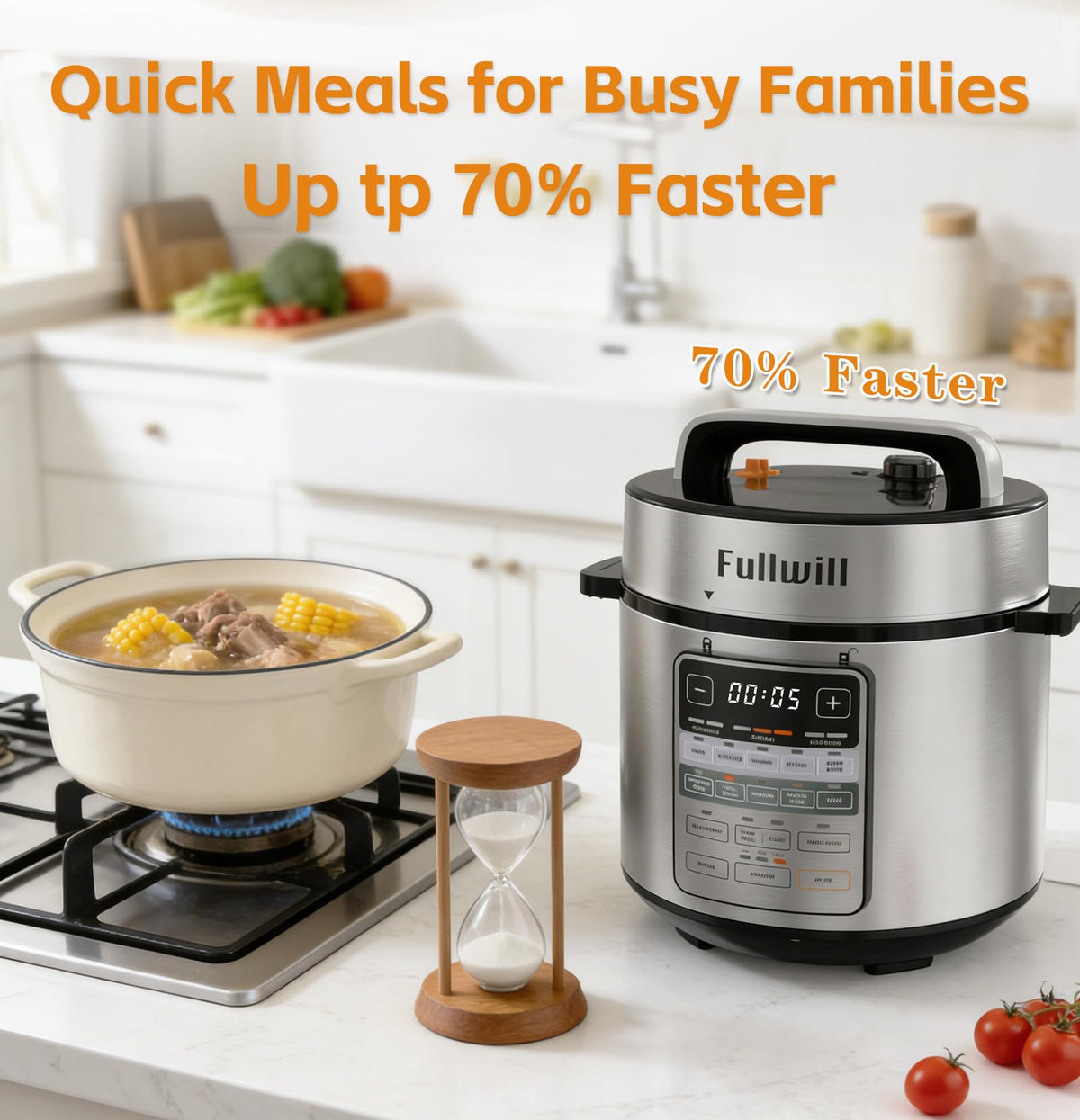 Fullwill Dual-Pot​ Electric Pressure Cooker,12-in-1 Multi Cooker with 6QT Stainless Steel & 5QT Ceramic Pot,Olla de Presion for Pressure,Rice,Meat Stew,Yogurt Maker