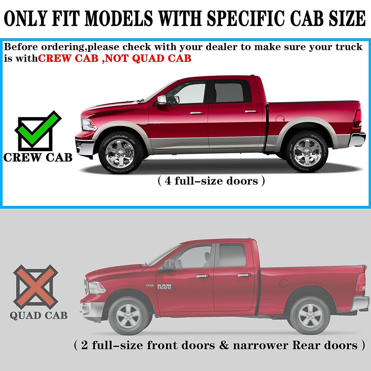 COMNOVA Running Boards for 2019-2026 Dodge Ram 1500 Crew Cab New Body Style Excl. Ram 2500/3500/Classic, Anti-Slip & Rust Carbon Steel Side Steps, Easy Access Step Bars, Powder Coated, 6 Inch Steps