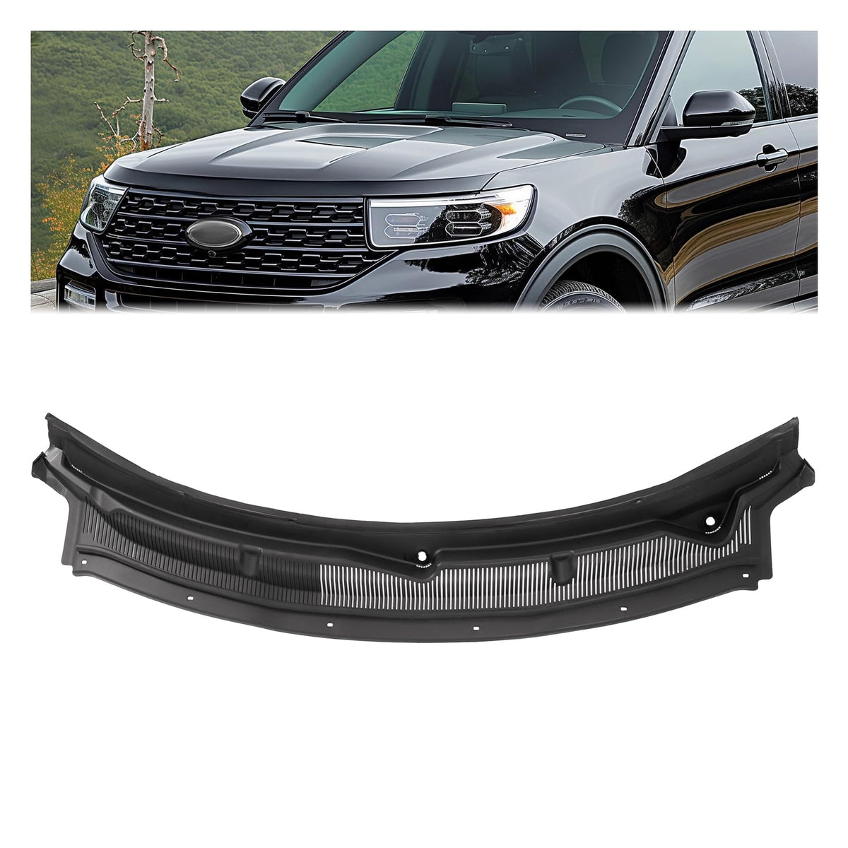 Windshield Wiper Cowl Panel Compatible with 11-19 Ford Explorer Compatible with 2011-2019 Ford Explorer & 2013-2019 Ford Police Interceptor Utility; Replacement for BB5Z-78022A68-AA Air