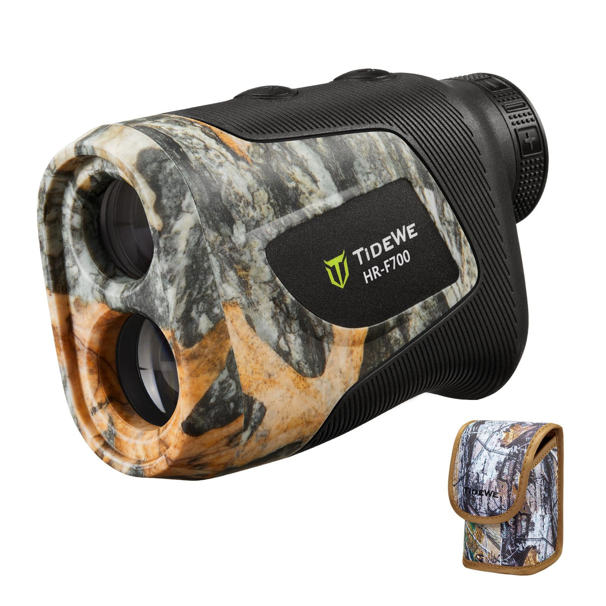 TIDEWE Hunting Rangefinder, Rechargeable Camo Laser Range Finder 700/1000Y 6X Magnification Range Finder, Distance/Angle/Speed/Continuous Scan Modes, Rechargeable Battery, Water-Resistant, Carry Case