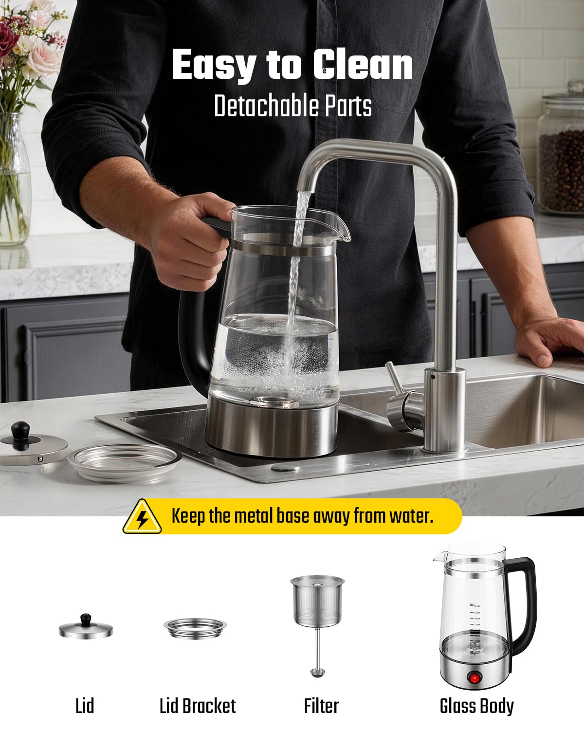 KIDISLE 10-Cup Electric Percolator Coffee Pot with Borosilicate Carafe Reusable Stainless Steel Filter, Auto Keep Warm, 1000W Fast Brew, Visual Brew Control