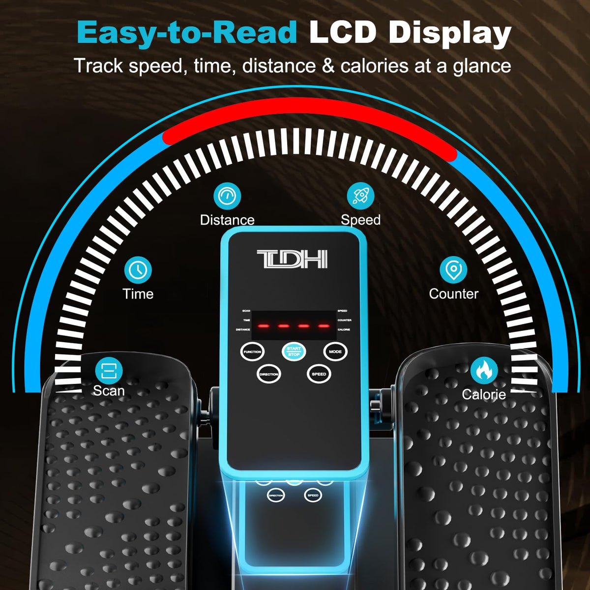 TDH Under Desk Elliptical Machine Leg Exerciser Electric Quiet Portable Electric Pedal Exerciser While Sitting for Seniors Adult with 12 Adjustable Speed Auto&HR Mode for Home Office
