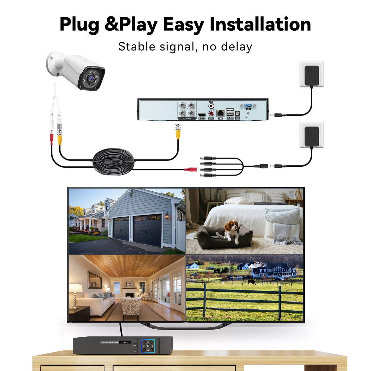 Wired Security Camera System Outdoor, 4X 3MP CCTV Camera, 500G HDD 4CH 5MP Lite AHD Surveillance DVR Kit, IP66 Waterproof Metal Shell, Remote Access,Smart Detection,24/7 Record, Night Vision
