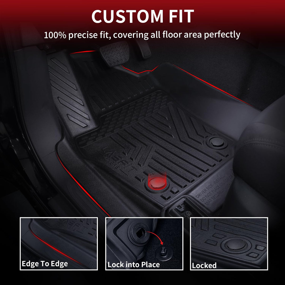 LASFIT Floor Mats for Toyota Tacoma 2024 2025 2026 Double Cab Auto Tran Gas Not Fit Hybrid, All Weather Custom Fit Anti-Slip TPE Floor Liners Accessories for Tacoma TRD/SR/SR5/limited, 1st & 2nd Row