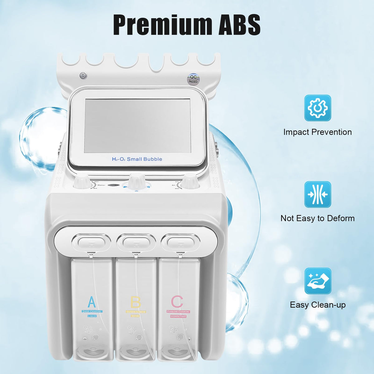Bacocoo 6-in-1 Hydrogen Oxygen Facial Machine, Professional Blackhead Removal, Deep Cleansing & Hydration, Whitening Skin Care Device, SPA Beauty Tool with 6 Pro Heads. (110V 80W, White)