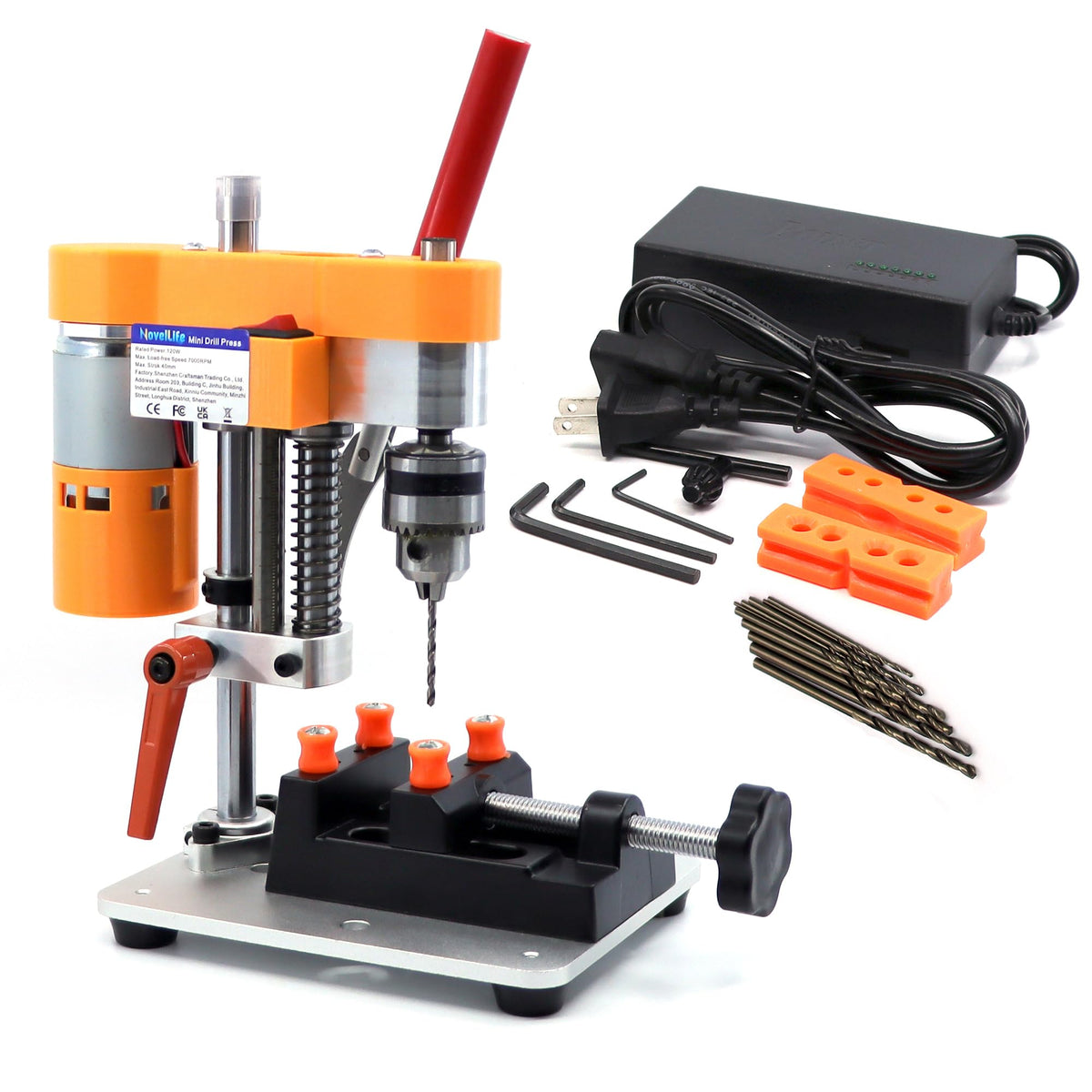 Precision Mini Drill Press Benchtop Driller Machine B10 Upgraded Compact desk size, compatible with 0.6mm-6mm drill bit, 40mm max. stroke, precise drilling on wood, metal, jewelry DIY crafts