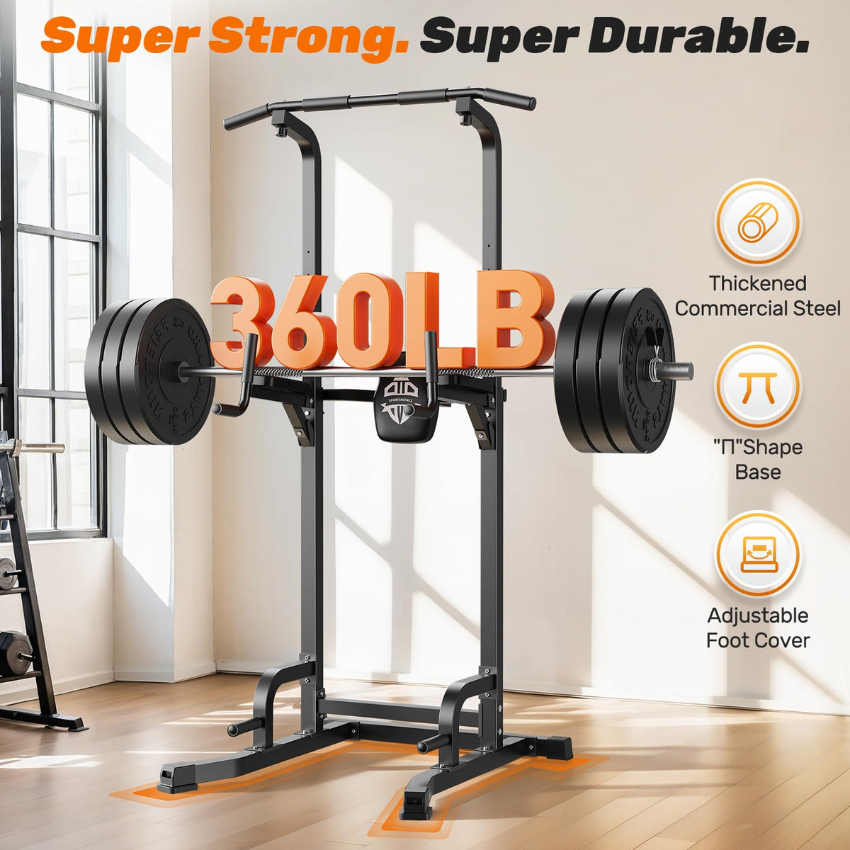 SPORTSROYALS Free Standing Pull Up Bar, Power Tower for Home Gym Training Sturdy Free Standing Workout Station for Pull-Ups, Dips, Leg Raises and Full-Body Home Gym Strength Training