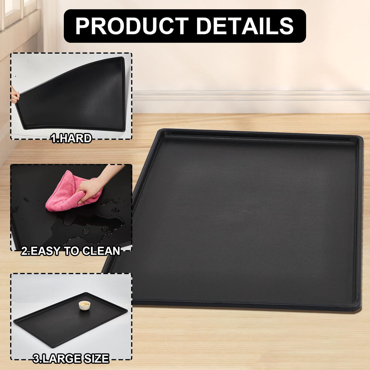 2 Pcs Dog Crate Tray 42" Replacement, Plastic Bottom Pan Dog Crate Pan for Kennel, Waterproof Easy to Clean, Leak-proof Plastic Ideal for Potty Training, Fits Wire Pet Cages, Black