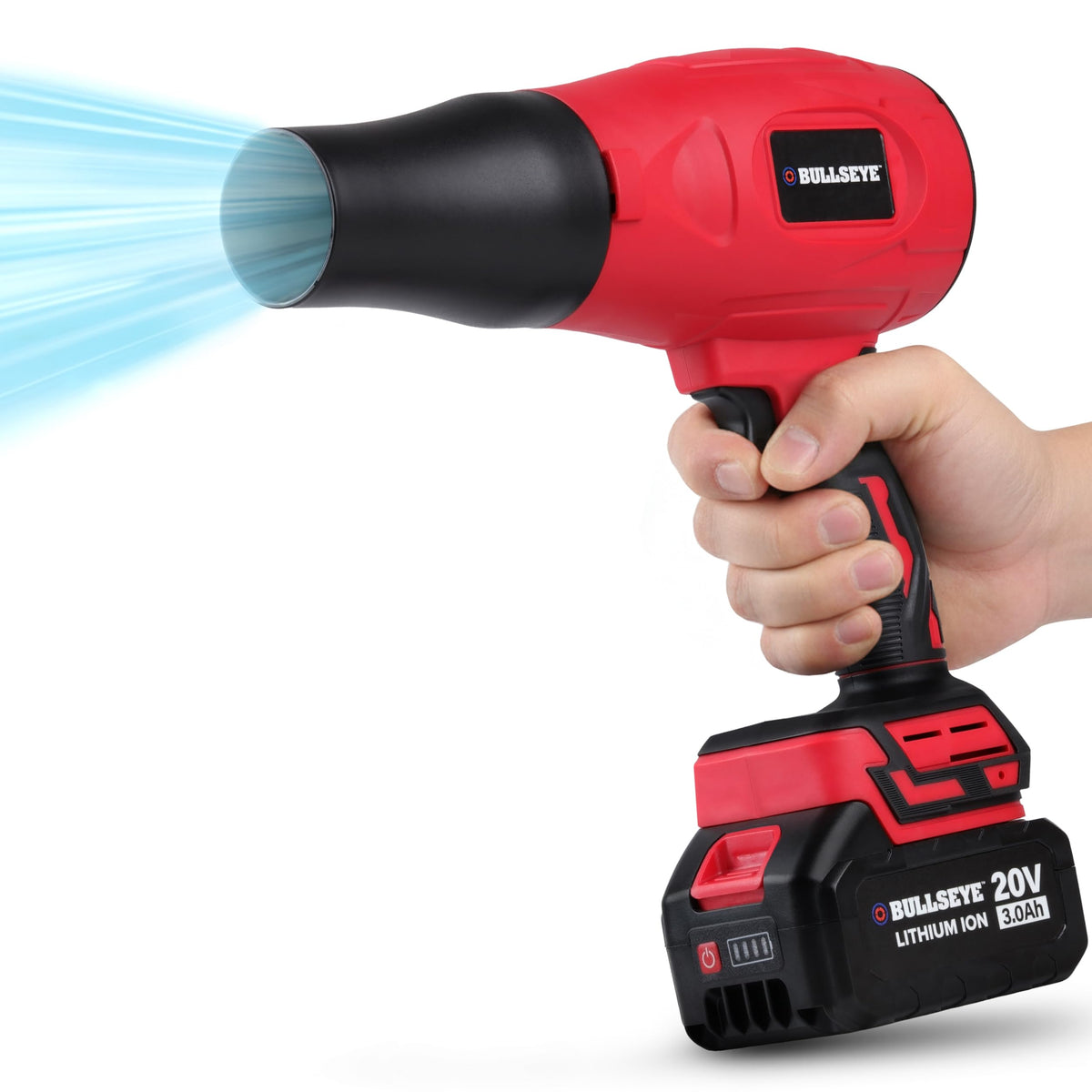 Bullseye Blower Cordless Leaf Blower, Handheld Turbo Jet with 2 Batteries, 20V 350W Electric Air Power for Patio, Garage Cleaning and Car Drying, As Seen on TV