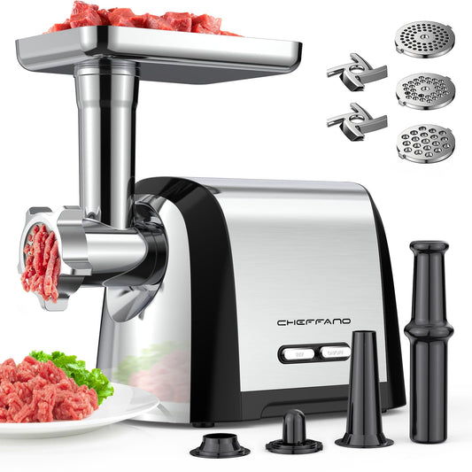 Electric Meat Grinder, 2800W Max 3-IN-1 Heavy Duty Sausage Stuffer with Sausage tube & Kubbe Kit, 3 Grinding Plates 2 Blades for Home Kitchen & Small Commercial Use, Stainless Steel