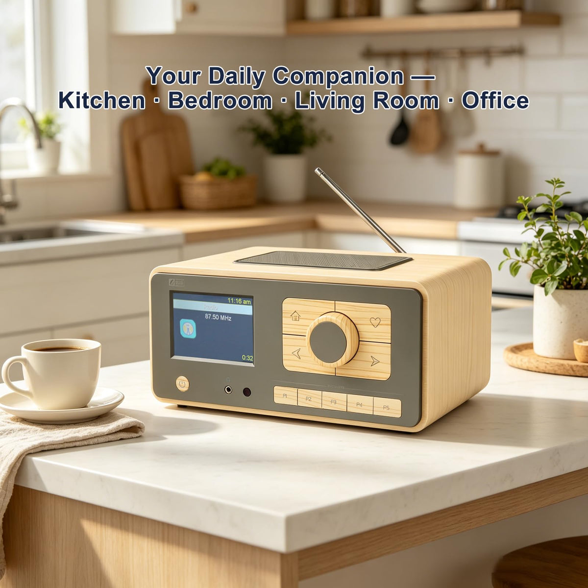 Ocean Digital WR-393 WiFi Internet Radio with FM, Podcast, Bluetooth Speaker, 3.5" Color Display, 30,000+ Stations, UPnP/DLNA Streaming, Dual Alarm Clock, Sleep Timer, Remote Control, Mains Powered