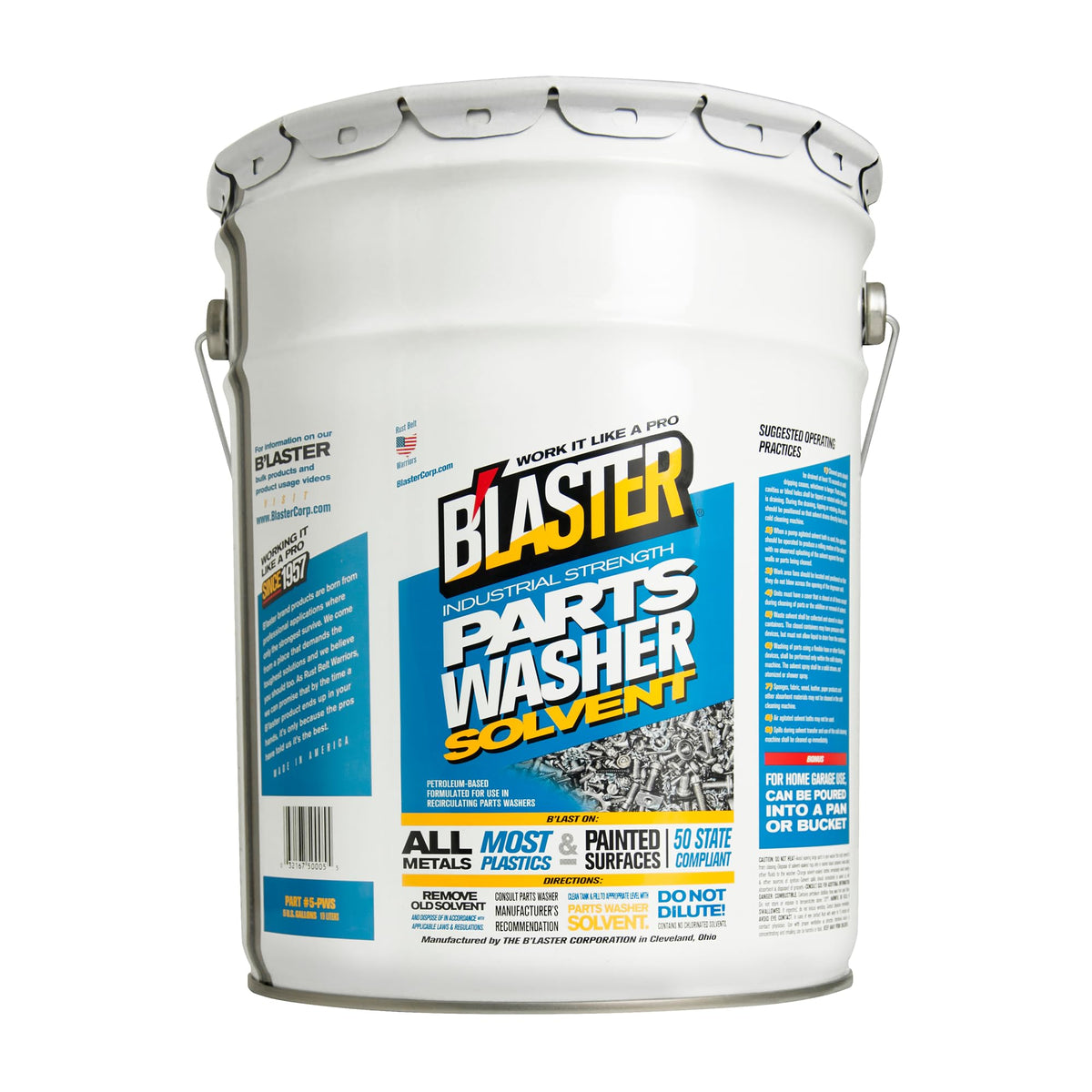 B’laster Parts Washer – Parts Cleaner Solvent – High Flashpoint Formula Cleans Oil, Grease & Grime, No Residue, Works on Metals, Most Plastics & Painted Surfaces – 5‑Gallon