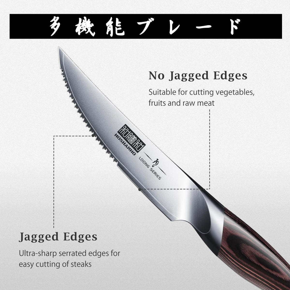 HOSHANHO Steak Knives Set of 6, Ultra Sharp 4.5 In Serrated Steak Knife Set Japanese High Carbon Stainless Steel Kitchen Steak Knives with Ergonomic Pakkawood Handle, Ideal Gifts