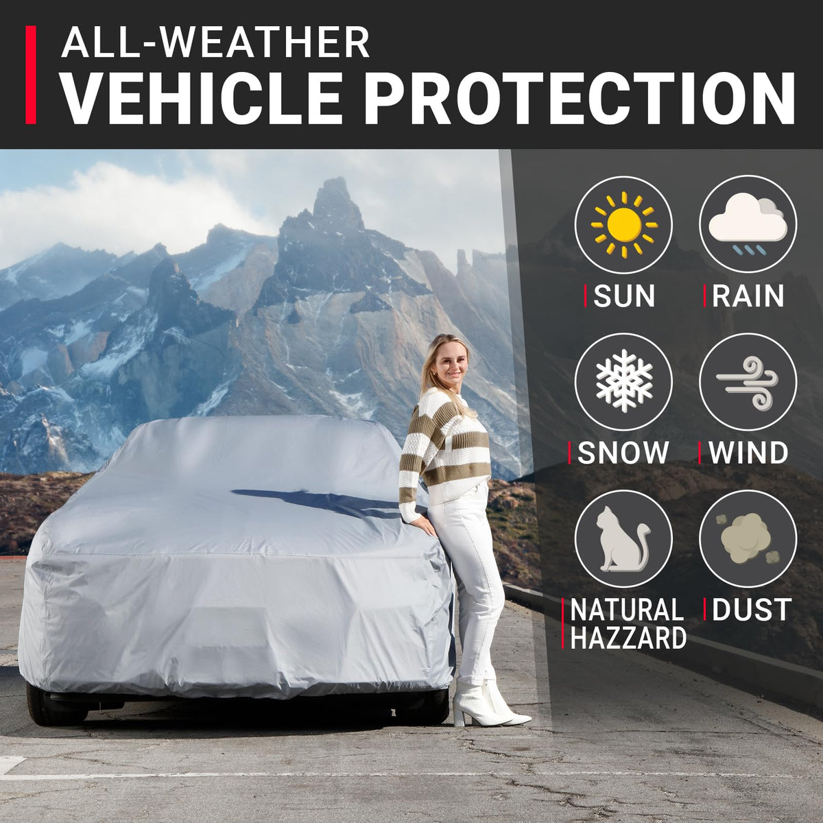 iCarCover Custom Fit [1964-1968 Ford Mustang] Premium Car Cover Waterproof All Weather Automobiles Hail UV Sun Rain Snow Dust Protection Full Exterior Covers for Outdoor Indoor (Sky Gray)